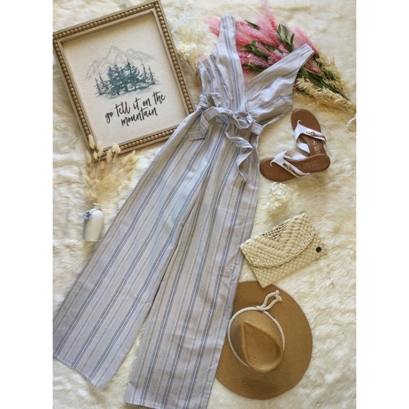 NWT Harper Sand & Stone Woven Wide Leg Jumpsuit - Picture 13 of 15